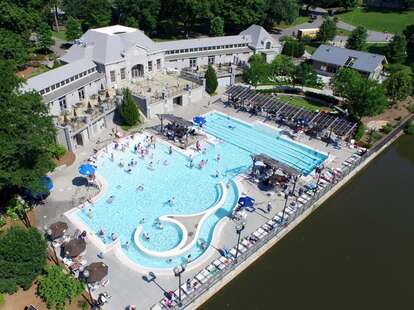 overhead view of Piedmont Park pool in Atlanta