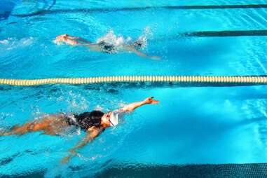 swimmers doing laps at Piedmont Park pool