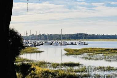 boats and willow trees in beaufort south carolina