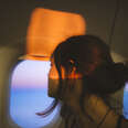 staring out the window on a plane 