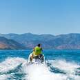 man jet skiing on lake chelan 